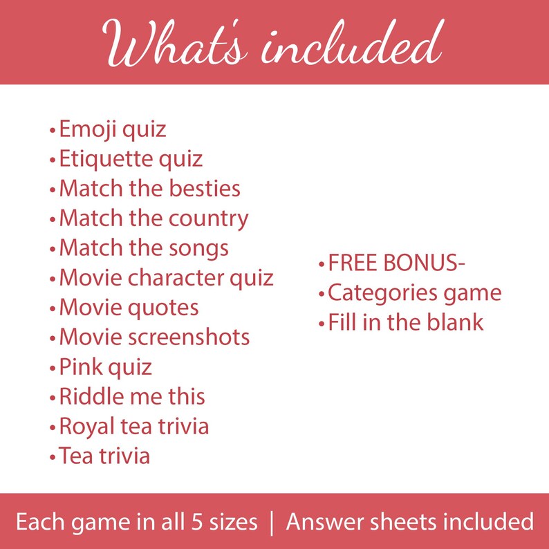High Tea Trivia Tea Party Trivia Games Bundle, Ladies Tea, Bridal Shower (printable PDF ...