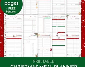 Christmas Meal Planner PRINTABLE Set Holiday Planner Xmas Organizer Christmas Dinner Schedule Binder Shopping List Budget Menu Recipe Card