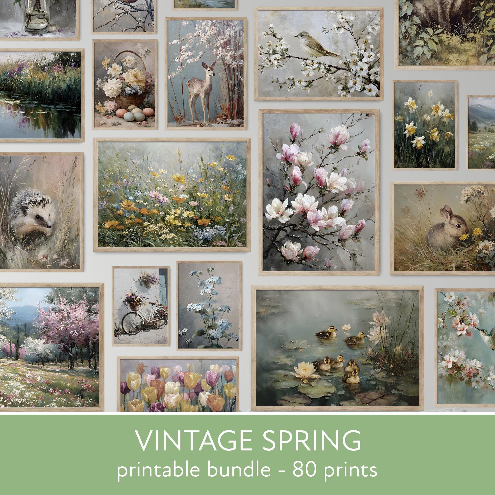 Spring Prints For Spring Spring Print Bundle PRINTABLE Vintage Oil Painting Set Floral Gallery ...