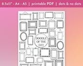 Frames Doodle Of The Day Printable Daily Doodle Coloring Page Journal Insert Monthly Drawing Challenge Frame Coloring Planner Page for Adult