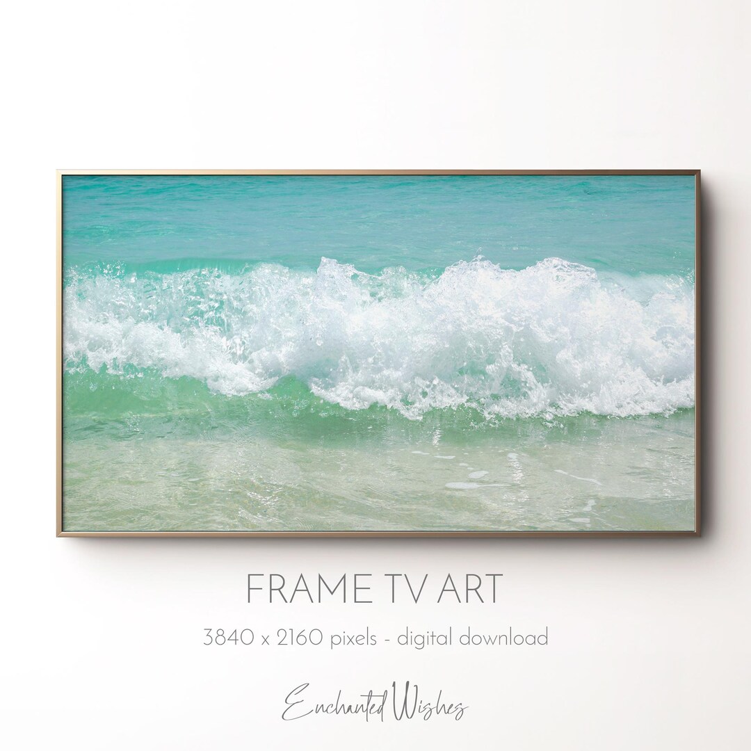 Ocean Waves Frame TV Art, Coastal Frame TV Art, Beach Seascape, Digital ...