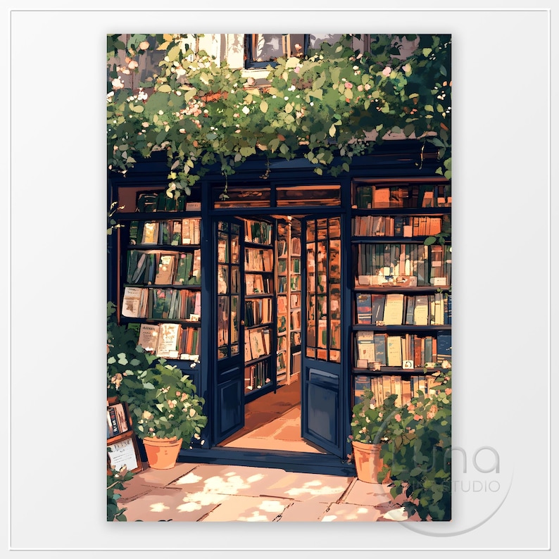 Bookshop Print Trendy Bookish PRINTABLE Wall Art Vintage Book Decor Reading Nook Poster Retro Booklover Gift Cozy Book Store Art Painting