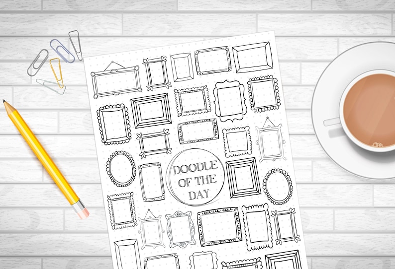 Frames Doodle of the Day Printable Daily Doodle Coloring Page Journal ...