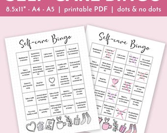 Self-Care Bingo PRINTABLE, Self-Care Challenge Game, Self-Care Journal Page, Bullet Journal Insert, Wellness Bingo, Wellness Challenge