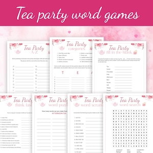 Tea Party Game Bundle PRINTABLE Ladies Afternoon Tea Trivia Female Birthday Party Activities Girls Adults Kids Fun Quiz Set Church Shower