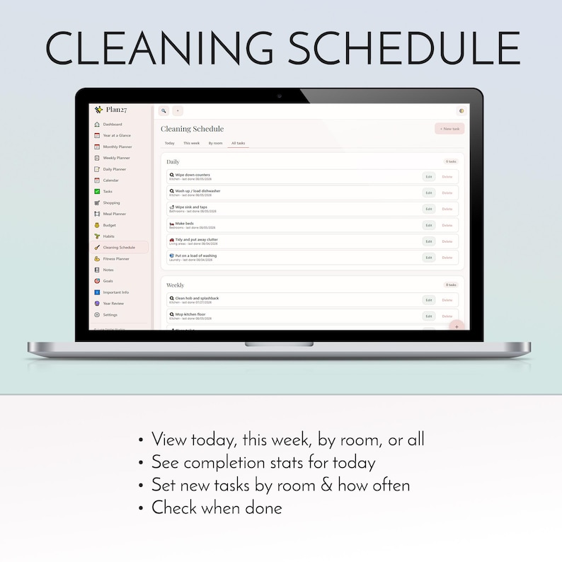 2027 digital planner app installed on iPhone home screen, offline life organizer with habit tracker budget planner and meal planner, no subscription no account no monthly fee productivity dashboard, daily weekly monthly planning for iPhone iPad Android Windows Mac, private on-device data storage, instant digital download from Luna Digital Studios