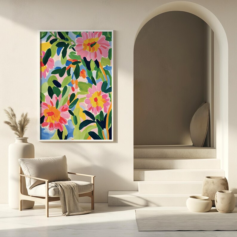 Maximalist Floral Art Print PRINTABLE Trendy Flower Poster Abstract ...