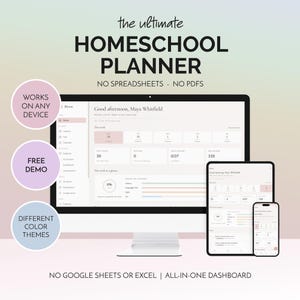 Homeschool Planner Digital Home School Dashboard App Lesson Plans Gradebook Attendance Tracker Works Offline Multiple Kids iPad