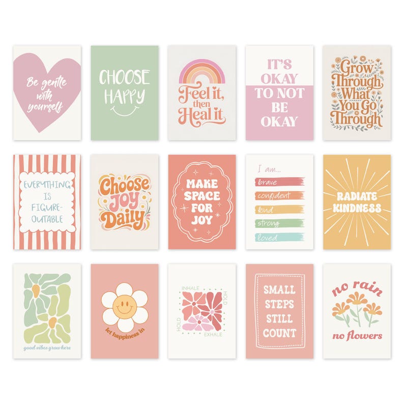 Mental Health Wall Art Bundle 30 PRINTABLE Positive Quote Prints Therapy Office Decor School Counselor Gallery Wall Affirmation Poster Set
