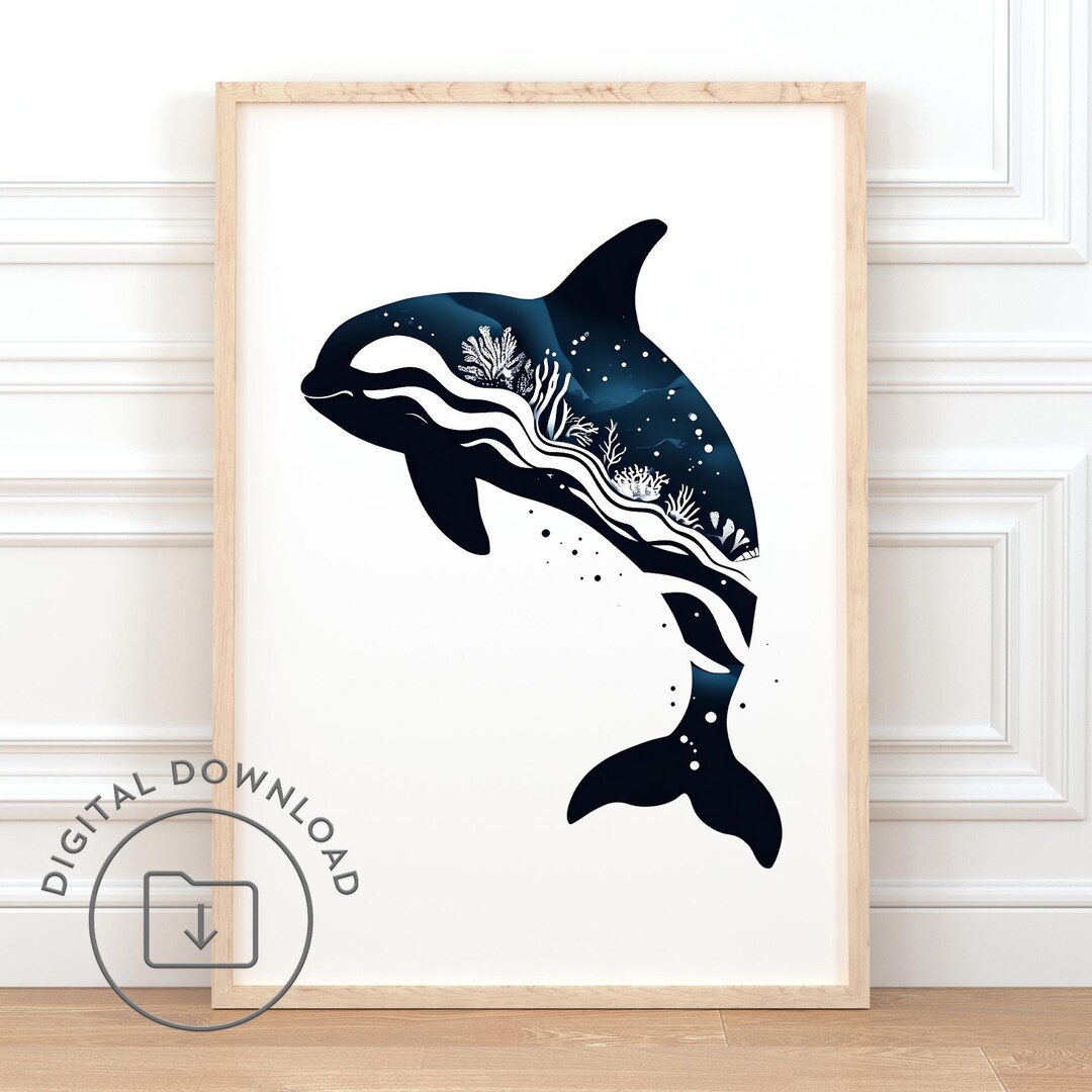 Orca Print PRINTABLE Killer Whale Poster Coastal Aesthetic Wall Art ...