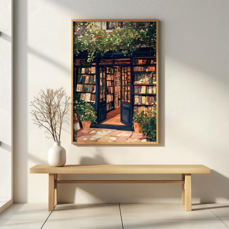 Bookshop Print Trendy Bookish PRINTABLE Wall Art Vintage Book Decor Reading Nook Poster Retro Booklover Gift Cozy Book Store Art Painting