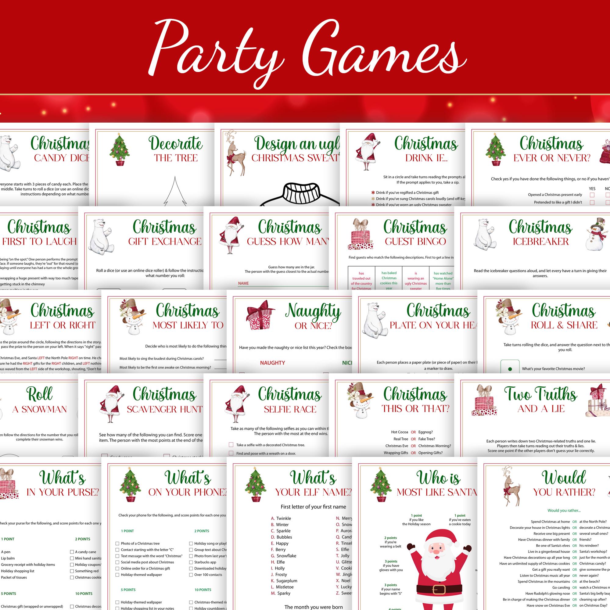 75+ Christmas Game Bundle Printable Holiday Party Games for Family ...