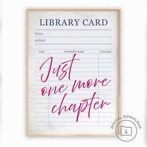 Nur noch ein Kapitel Bibliothek Karte Druck Trend Buch DRUCKBARE Wand Kunst Bücherwurm Dekor Vintage Leseecke Poster Rosa Retro Buchliebhaber Geschenk
