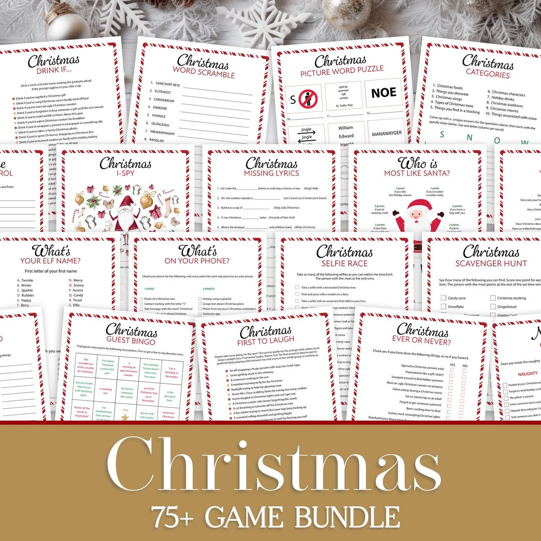 Printable Christmas Games Bundle 75+ Holiday Party Game for Family ...