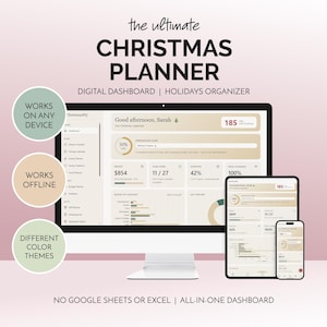 Christmas Planner Digital Holiday Dashboard Interactive Web App Budget Tracker Gift List Meal Planner Complete Family Journal Template