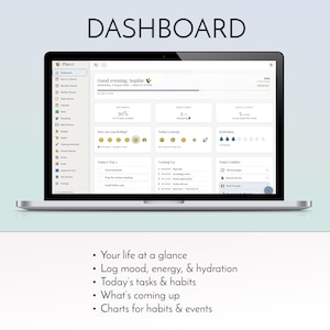 2027 digital planner app installed on iPhone home screen, offline life organizer with habit tracker budget planner and meal planner, no subscription no account no monthly fee productivity dashboard, daily weekly monthly planning for iPhone iPad Android Windows Mac, private on-device data storage, instant digital download from Luna Digital Studios