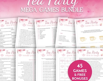 Tea Party Game Bundle PRINTABLE Ladies Afternoon Tea Trivia Female Birthday Party Activities Girls Adults Kids Fun Quiz Set Church Shower
