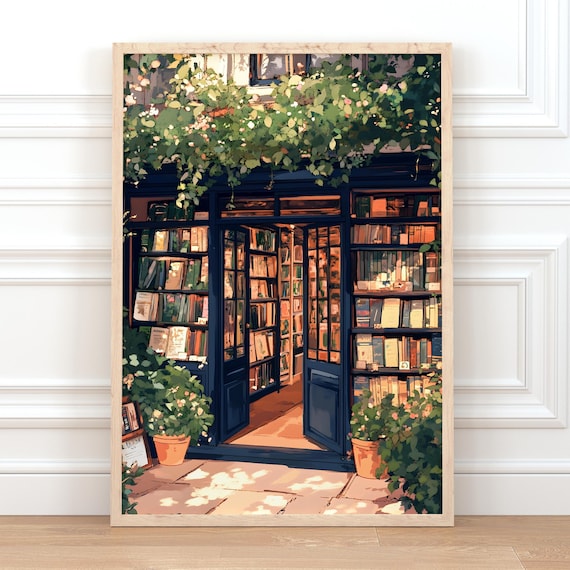 Bookshop Print Trendy Bookish PRINTABLE Wall Art Vintage Book Decor Reading Nook Poster Retro Booklover Gift Cozy Bookstore Art Painting