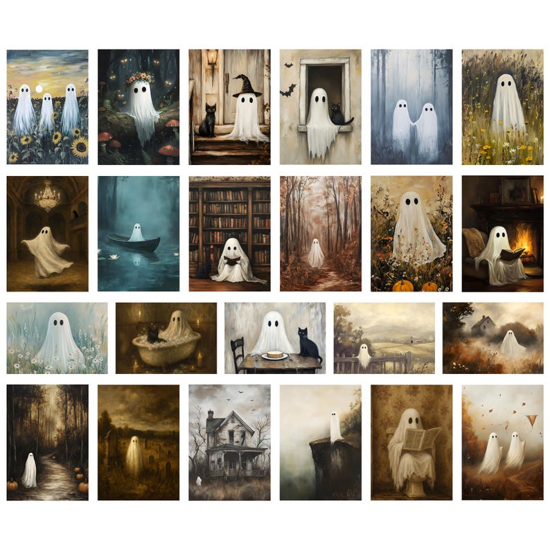 Vintage Halloween Prints Mega Bundle of PRINTABLE Vintage Oil Painting ...