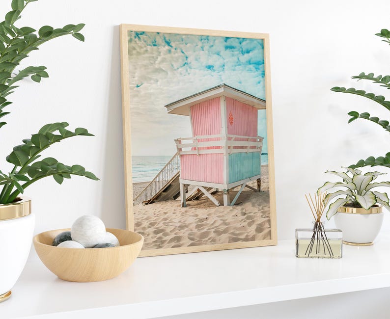 Ocean Wall Art PRINTABLES, Pink Surf Print Set, Pink Coastal Decor, Ocean Beach Art Print Bundle, Palm Tree Wall Art, Beach Photo Set Art
