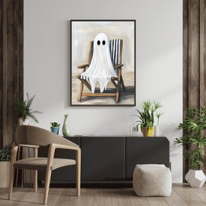 Coastal Halloween Print Bundle of PRINTABLE Cute Ghost Halloween Prints Vintage Oil Painting Collection Beach Gallery Wall Art Set Ocean