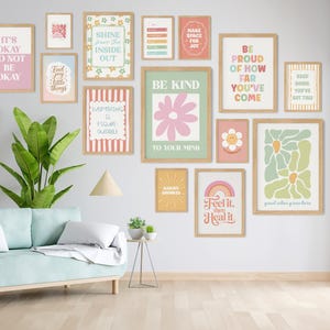 Mental Health Wall Art Bundle 30 PRINTABLE Positive Quote Prints Therapy Office Decor School Counselor Gallery Wall Affirmation Poster Set