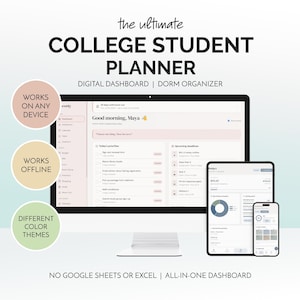 College Student Planner Digital App Dorm Organizer Roommate Chore Chart Offline Budget Tracker Schedule for Freshmen