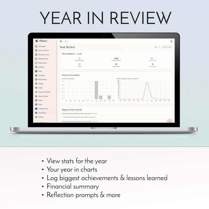 2027 digital planner app installed on iPhone home screen, offline life organizer with habit tracker budget planner and meal planner, no subscription no account no monthly fee productivity dashboard, daily weekly monthly planning for iPhone iPad Android Windows Mac, private on-device data storage, instant digital download from Luna Digital Studios