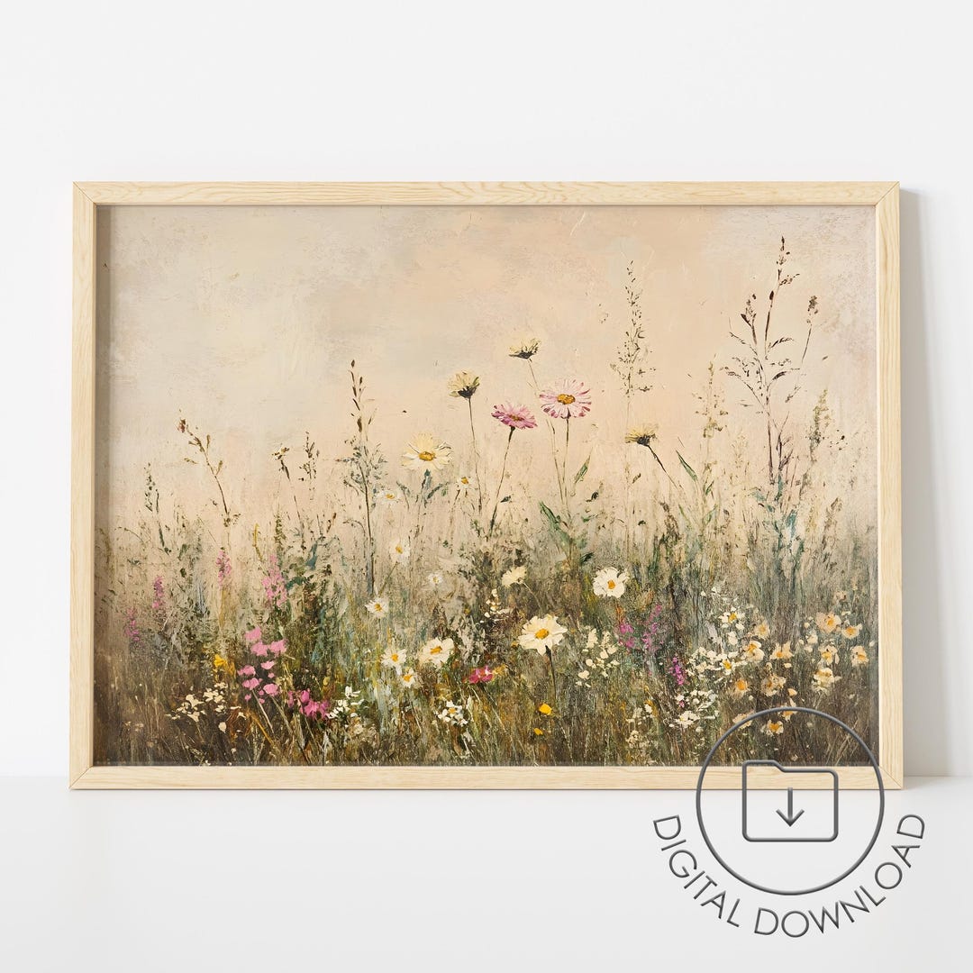Vintage Wildflower Wall Art PRINTABLE Summer Flower Meadow Decor ...