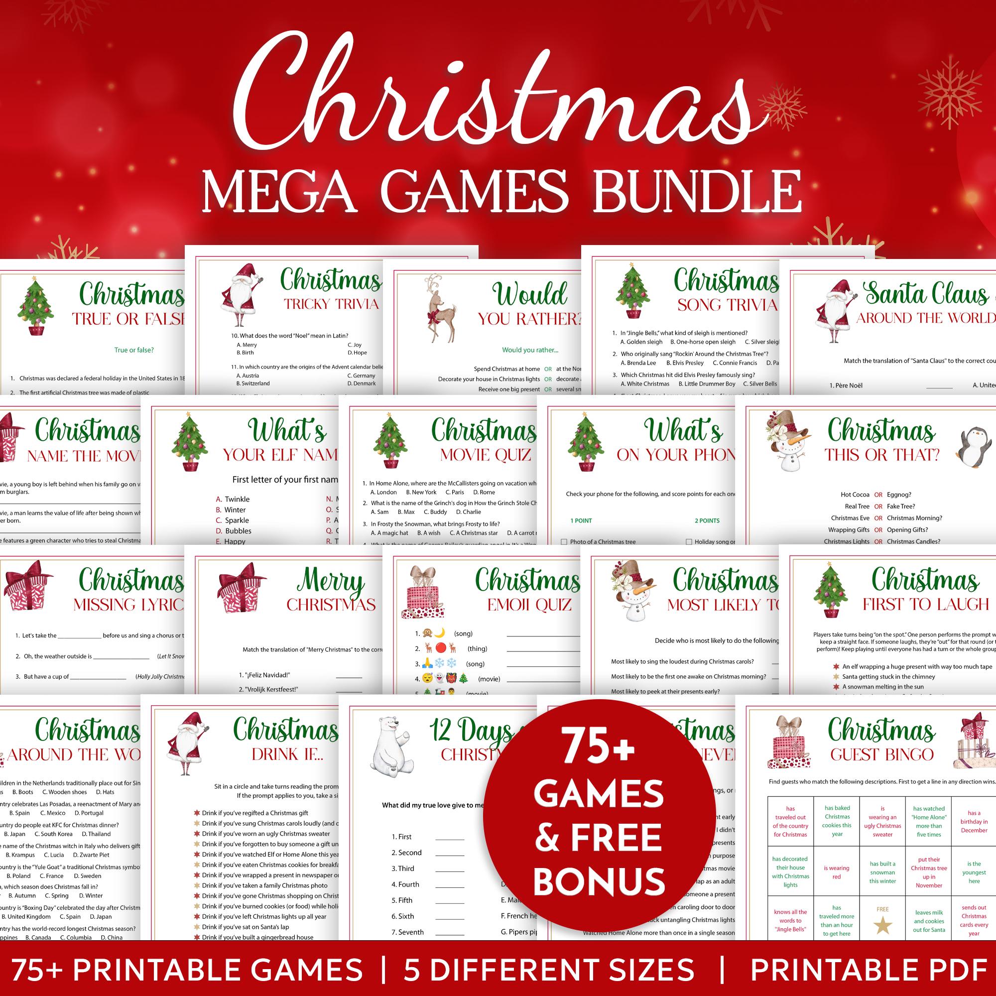 75+ Christmas Game Bundle Printable Holiday Party Games for Family ...