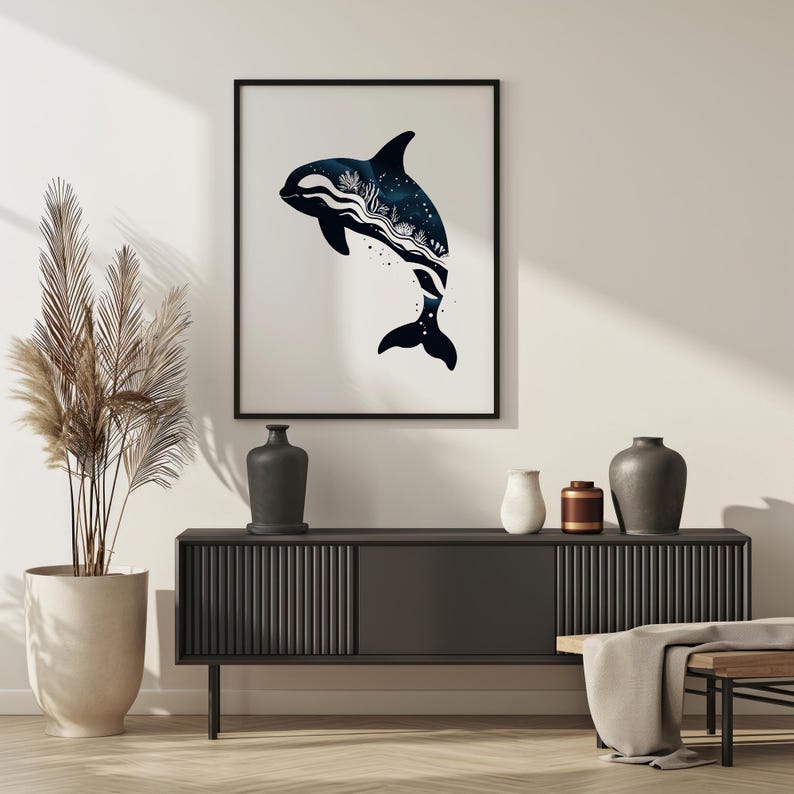 Orca Print PRINTABLE Killer Whale Poster Coastal Aesthetic Wall Art ...