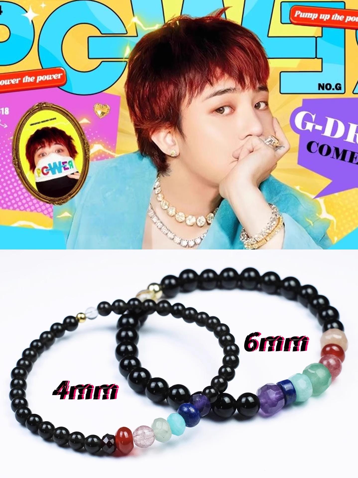BIGBANG G-dragon POWER Rainbow Life Stone Obsidian Handmade