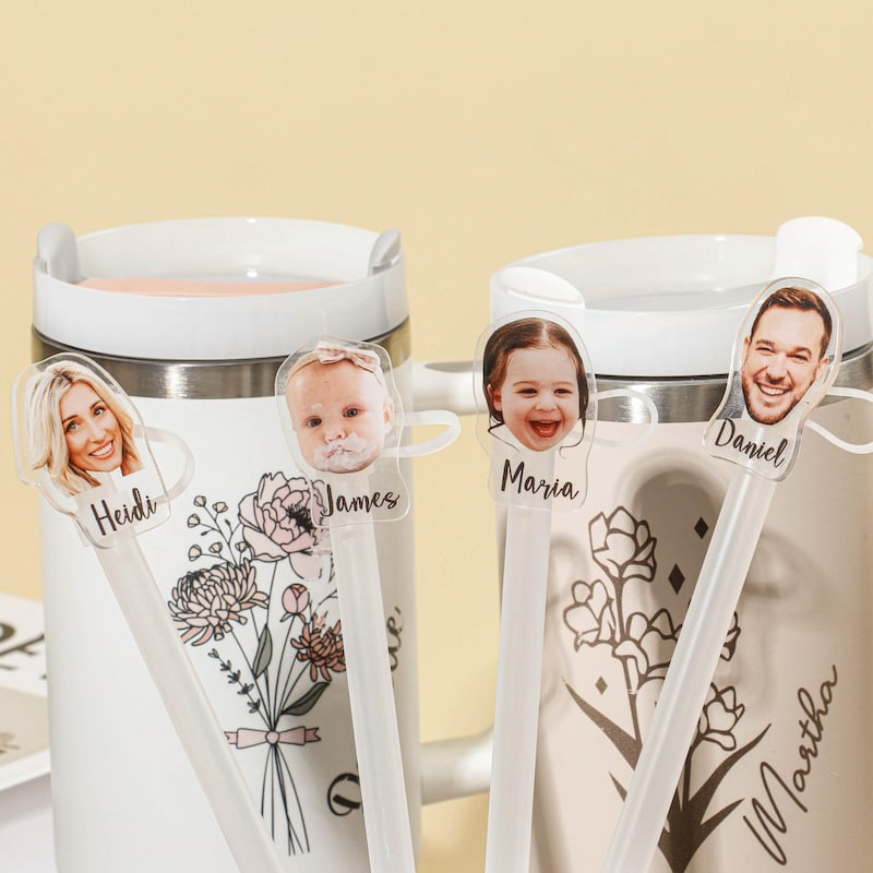 Baby Face Straw Topper,Personalized Photo Straw topper,Baby Boy Girl Face on A Straw,Cute Accessory,Gift for Mom