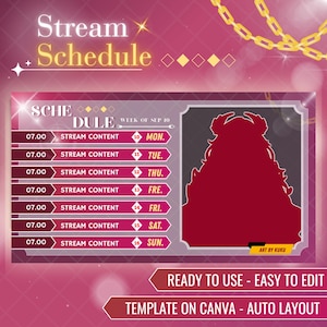 Chain Stream Schedule | Vtuber Weekly Stream Schedule | PNGTuber Assets | Stream Schedule | Canva Template | Twitch