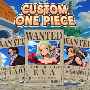 Custom One Piece Anime Portrait , Custom One Piece , Printable Wallart , Custom Anime Wanted Poster, Anniversary Gift