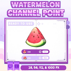 Wassermelonenkanal Punkte | Kanalpunkt | Unter Bagdes | Digitaler Download | Point für Twitch | Kanalpunktsymbol | Strahlen