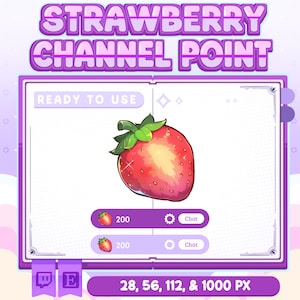 Erdbeere Channel Punkte | Kanalpunkt | Unter Bagdes | Digitaler Download | Point für Twitch | Kanalpunktsymbol | Strahlen