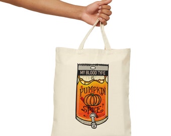 PSL Cotton Canvas Tote Bag - Funny Pumpkin Spice Autumn