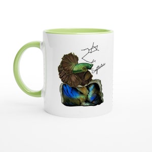 Zodiac Betta Cafe - Sagittarius - White 11oz Ceramic Mug with Color Inside