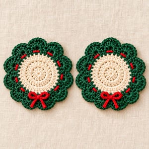 Christmas Wreath Coaster Crochet Pattern PDF, Festive Holiday Coaster Digital Download, Easy Winter Table Decor Pattern, DIY Gift Idea