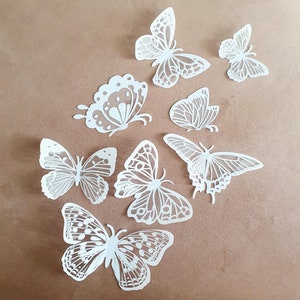 Art mural papillon blanc, papillons muraux 3D, décoration murale papillon, Stickers muraux papillons, décoration de chambre papillon, décalcomanie murale papillon