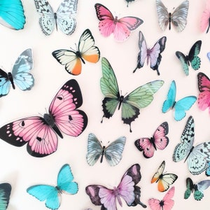Butterfly Wall Decal, Natural Butterfly Wall Decor, Butterfly Wall Stickers, 3D Butterfly Room Decor, Natural Butterfly Wall Art
