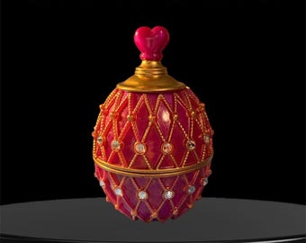 Handmade Resin Trinket Jar: Pink & Gold Rhinestone Keepsake Container