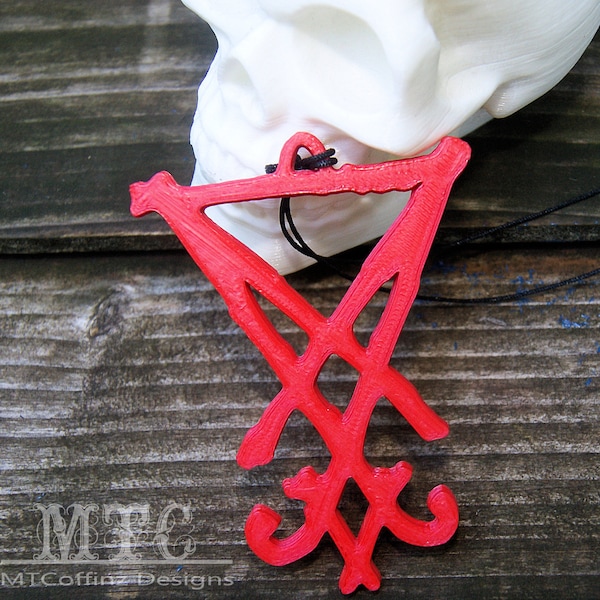 Lucifer Sigil Pendant 3D printed Satanic Seal of Satan Pagan Wicca Occult Symbol Gothic necklace Lightweight Free Shipping MTcoffinz