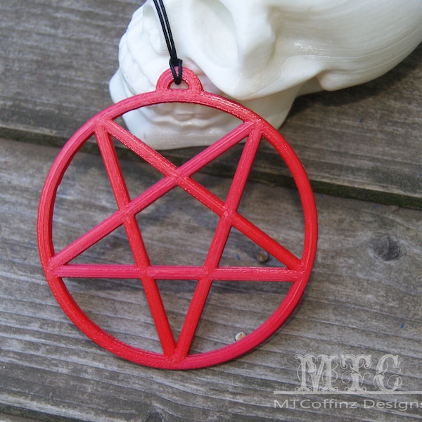Pentacle Pendant Necklace Neopagan Red 3D printed Witch pentagram Pagan Wicca Occult Symbol Gothic  Lightweight Free Shipping MTcoffinz