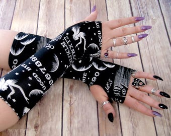 Ouija Spirit Board Occult Gothic arm warmers fingerless gloves with thumb holes MTcoffinz  MTC