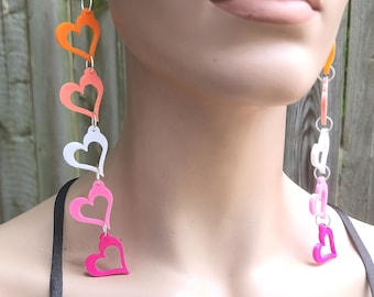 Lesbian flag heart dangle earrings LGBTQ gay pride queer unisex Lightweight Feminist feminism wlw MTcoffinz