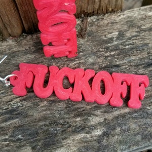 F*ck Off F  Word Statement Earrings 3D printed Swear Word Offensive Rude Goth Curse Mood Lightweight Free Shipping MTcoffinz Mature