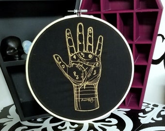 Palmistry Hand 8 Inch Embroidery Hoop Art Diagram Fortune Teller Reflexology Mystical Palm Reader Witch  Curiosity Gothic Wicca Mtcoffinz