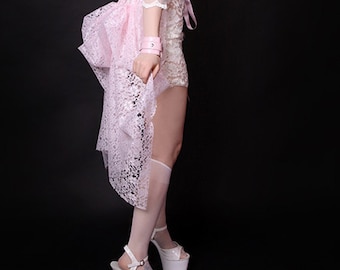 Short Pastel Baby Pink Lace Mid Length Lingerie boudoir  Bustle Wrap MTCoffinz - All Adult Sizes